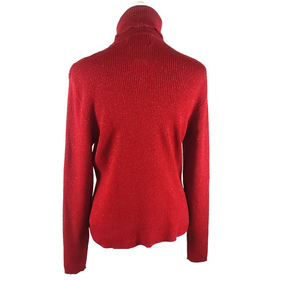 Worthington Women's Sweater Turtleneck Red Metallic Size Large Holiday - Picture 4 of 7
